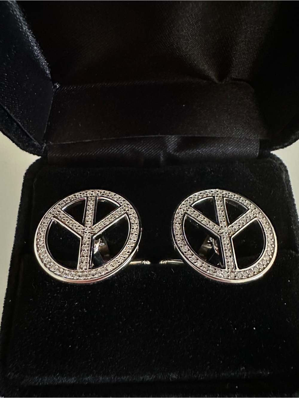 Sterling-Silver Peace Sign Cufflinks - ☮️ Designer Peace & Love By Nancy Davis
